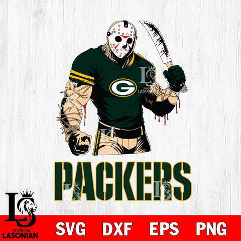 Green Bay Packers Jason Voorhees Svg Eps Dxf Png File, Digital Download