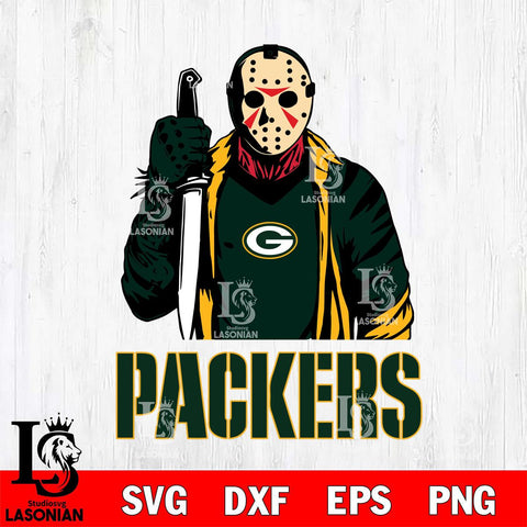 Green Bay Packers Jason Voorhees 6 Svg Eps Dxf Png File, Digital Download