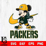 Green Bay Packers Mickey Mouse NIKE, Svg Eps Dxf Png File, Digital Download