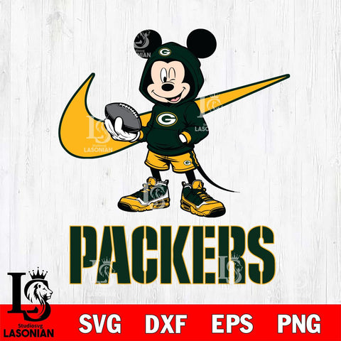 Green Bay Packers Mikey Mouse Disney NIKE, Svg Eps Dxf Png File, Digital Download