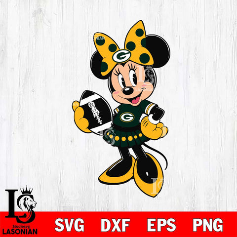 Green Bay Packers Minnie Mouse Svg Eps Dxf Png File, Digital Download, Instant Download