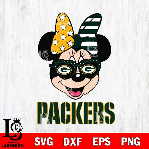 Green Bay Packers Minnie Mouse Love 2, Svg Eps Dxf Png File, Digital Download