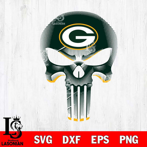 Green Bay Packers Punisher Skull SVG