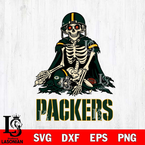 Green Bay Packers Skeleton Football 3 Svg Eps Dxf Png File, Digital Download