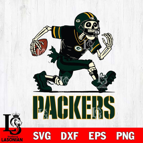 Green Bay Packers Skeleton Football Svg Eps Dxf Png File, Digital Download