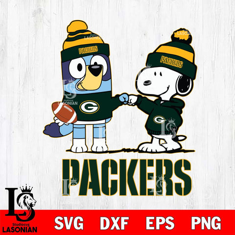 Green Bay Packers Snoopy & Bluey Football Svg Eps Dxf Png File,NFL Svg Files,Christmas svg ,Digital Download ,Instant Download