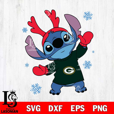 Green Bay Packers Stitch Santa Christmas Svg Eps Dxf Png File, Digital Download, Instant Download