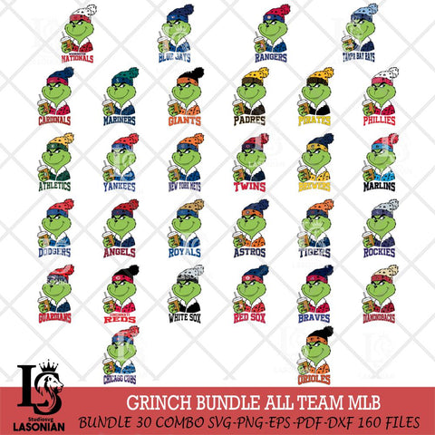 Grinch hat MLB ALL TEAM Svg Eps Dxf Png File, Digital Download, Instant Download