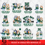 Hawaii Rainbow Warriors Bluey & Bingo Bundle 12 SVG Svg Eps Dxf Png File, Bundle NCAA svg, Digital Download, Instant Download