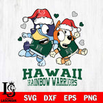 Hawaii Rainbow Warriors Bluey Christmas NFL Svg Eps Dxf Png File, Digital Download