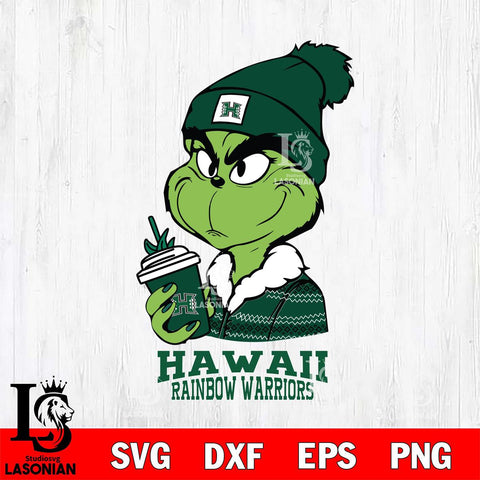 Hawaii Rainbow Warriors Boujee Grinch Christmas Cut Files Cricut, Svg Dxf Eps Png file, Digital download , Silhouette