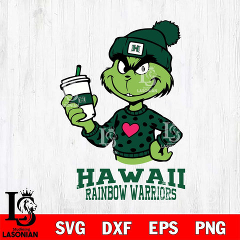 Hawaii Rainbow Warriors Boujee Grinch Heart Christmas Cut Files Cricut, Svg Dxf Eps Png file, Digital download , Silhouette