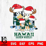 Hawaii Rainbow Warriors Christmas Bluey Santa Family Cut Files,Bluey Cricut,Christmas Svg , Bluey svg , Digital Download, dxf eps png pdf file