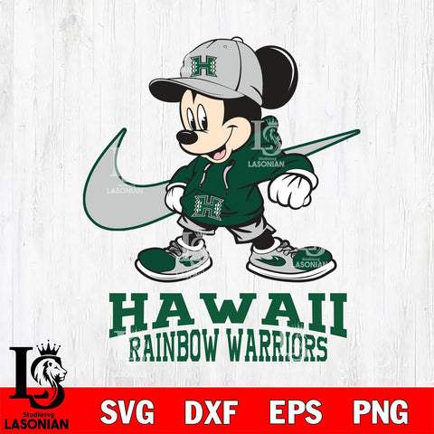 Hawaii Rainbow Warriors Mickey Mouse NIKE, Svg Eps Dxf Png File, Digital Download