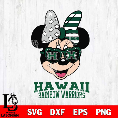 Hawaii Rainbow Warriors Minnie Mouse Love 2, Svg Eps Dxf Png File, Digital Download