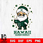 Hawaii Rainbow Warriors Santa Claus Coffe Svg dxf eps png pdf file,NCAA svg,Digital Download,Cricut file