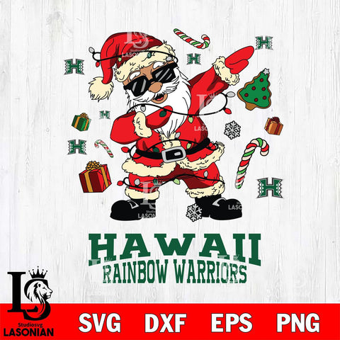 Hawaii Rainbow Warriors Santa Claus Football Svg dxf eps png pdf file,NCAA svg,Digital Download,Cricut file