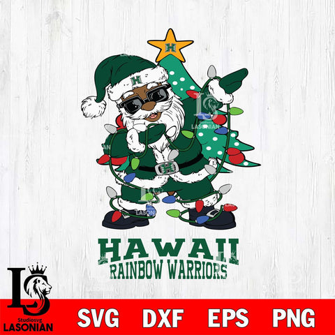 Hawaii Rainbow Warriors Santa Claus Ugly Christmas Svg dxf eps png pdf file,NCAA svg,Digital Download,Cricut file