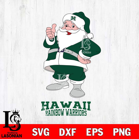 Hawaii Rainbow Warriors Santa claus Svg dxf eps png pdf file,NCAA svg,Digital Download,Cricut file