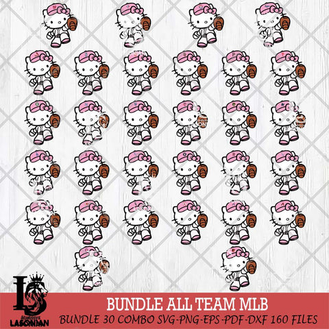 Hello Kitty Pink  Baseball 3 Svg Eps Dxf Png File, MLB svg, Digital Download, Instant Download