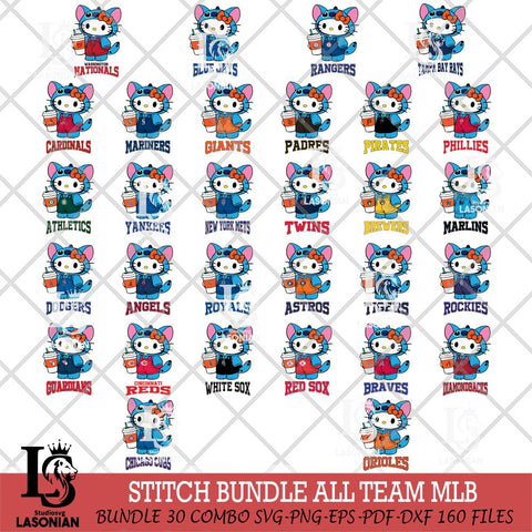 Hello Kitty Stitch MLB Svg Eps Dxf Png File, Bundle MLB svg, Digital Download, Instant Download