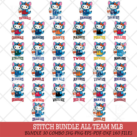 Hello Kitty Stitch MLB Svg Eps Dxf Png File,bundle MLB svg, Digital Download, Instant Download