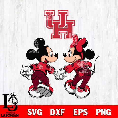 Houston Cougars Fan Minnie And Mickey Love Svg Eps Dxf Png File, Digital Download, Instant Download