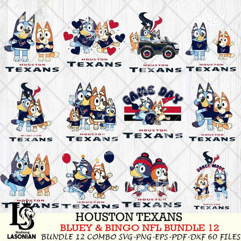 Houston Texans Bluey & Bingo Bundle 12 SVG Eps Dxf Png File, Bundle NFL svg, Digital Download, Instant Download