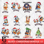 Houston Astros Bluey Happy Christmas Bundle 12 Svg Eps Dxf Png File, Digital Download