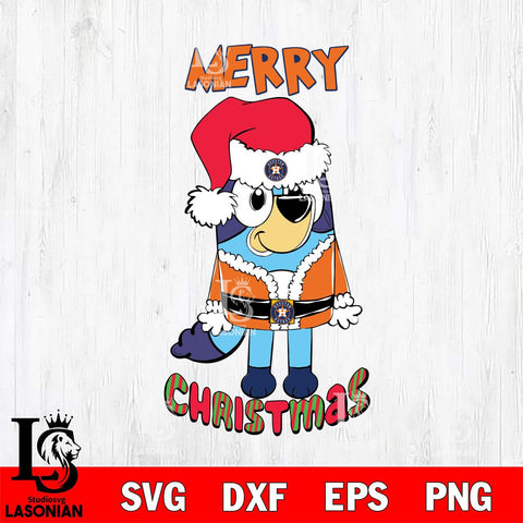 Houston Astros Bluey Merry Christmas Bluey Santa Claus Svg Eps Dxf Png File, Digital Download