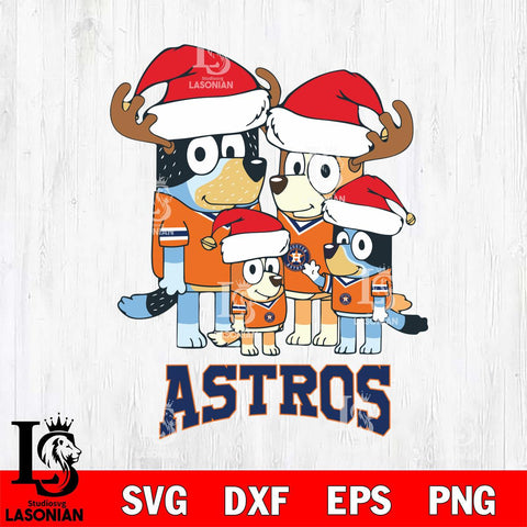 Houston Astros Christmas Bluey Santa Family Cricut , Christmas Svg , Bluey svg , Digital Download, dxf eps png pdf file