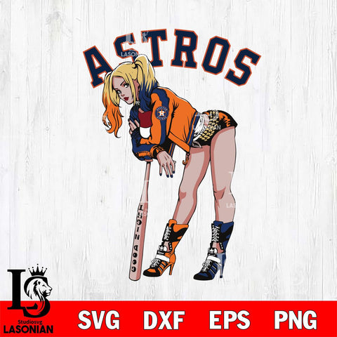 Houston Astros Fan Girl Harley Quinn MLB Svg Eps Dxf Png File, Digital Download, Instant Download