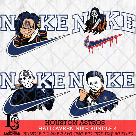 Houston Astros Halloween Nike MLB Bundle 4 Svg Eps Dxf Png File, Digital Download, Instant Download