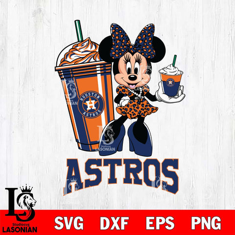 Houston Astros Minnie Mouse Fan And Coffee Svg Eps Dxf Png File, Digital Download, Instant Download