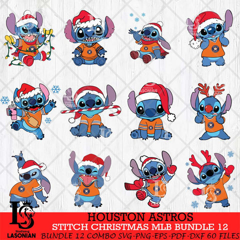 Houston Astros Stitch Christmas MLB Bundle 12 SVG DXF EPS PNG file, Cut file cricut, Instant Download