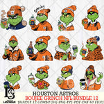 Houston Astros  Boujee Grinch MLB Bundle 12 SVG Eps Dxf Png File, Digital Download, Instant Download