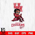 Houston Cougars Beauty Black Fan Girl Football, Svg Eps Dxf Png File, Digital Download