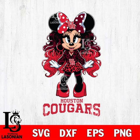 Houston Cougars Beauty Minnie Mouse Svg Eps Dxf Png File, Digital Download, Instant Download