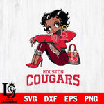 Houston Cougars Betty Boop Black Fan Girl Svg Eps Dxf Png File, Digital Download, Instant Download