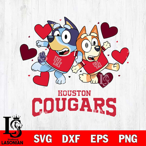 Houston Cougars Bluey & Bingo 10 Svg Eps Dxf Png File, NCAA svg, Digital Download, Instant Download