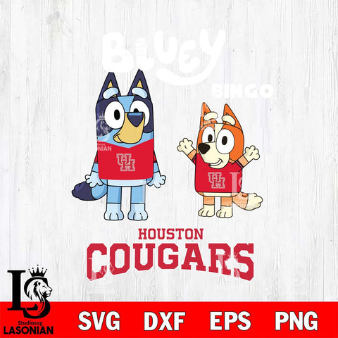 Houston Cougars Bluey & Bingo 4 Svg Eps Dxf Png File, NCAA svg, Digital Download, Instant Download