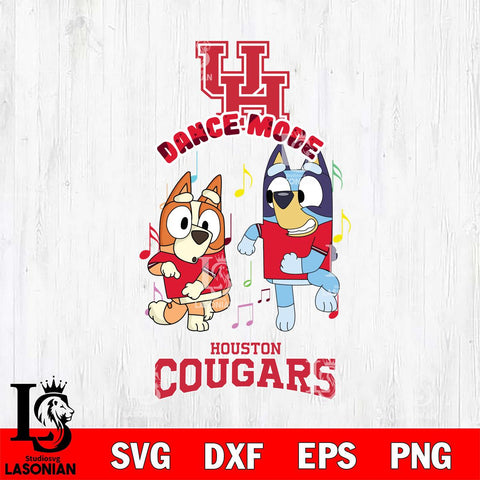 Houston Cougars Bluey Bingo Dance Mode Svg Eps Dxf Png File, NCAA svg, Digital Download, Instant Download