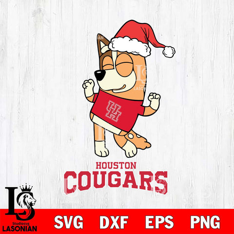 Houston Cougars Bluey Chilli Happy Christmas Svg Eps Dxf Png File, Digital Download