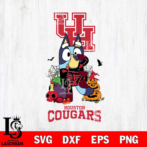 Houston Cougars Bluey Halloween NCAA 2 Svg Eps Dxf Png File, Digital Download, Instant Download