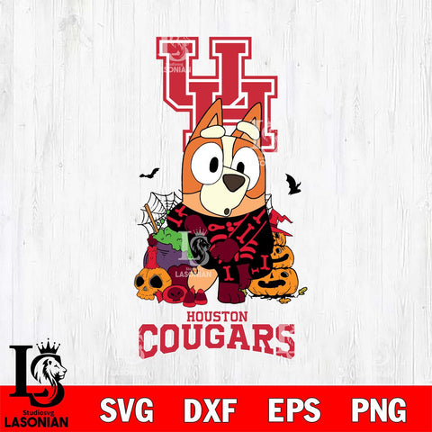 Houston Cougars Bluey Halloween NCAA Svg Eps Dxf Png File, Digital Download, Instant Download