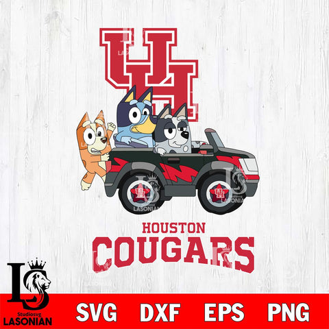 Houston Cougars Bluey friends car Svg Eps Dxf Png File, NCAA svg, Digital Download, Instant Download