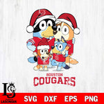 Houston Cougars Christmas Bluey Family Sport Cut Files,Bluey Cricut,Christmas Svg , Bluey svg , Digital Download, dxf eps png pdf file