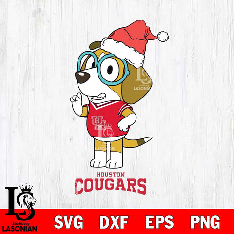 Houston Cougars Christmas Bluey Honey Sport Cut Files,Bluey Cricut,Christmas Svg , Bluey svg , Digital Download, dxf eps png pdf file