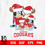 Houston Cougars Christmas Bluey Santa Family Cut Files,Bluey Cricut,Christmas Svg , Bluey svg , Digital Download, dxf eps png pdf file