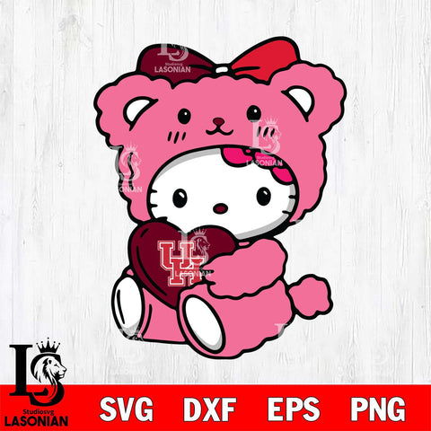 Houston Cougars Cute Hello Kitty 3 Svg Eps Dxf Png File, Digital Download, Instant Download